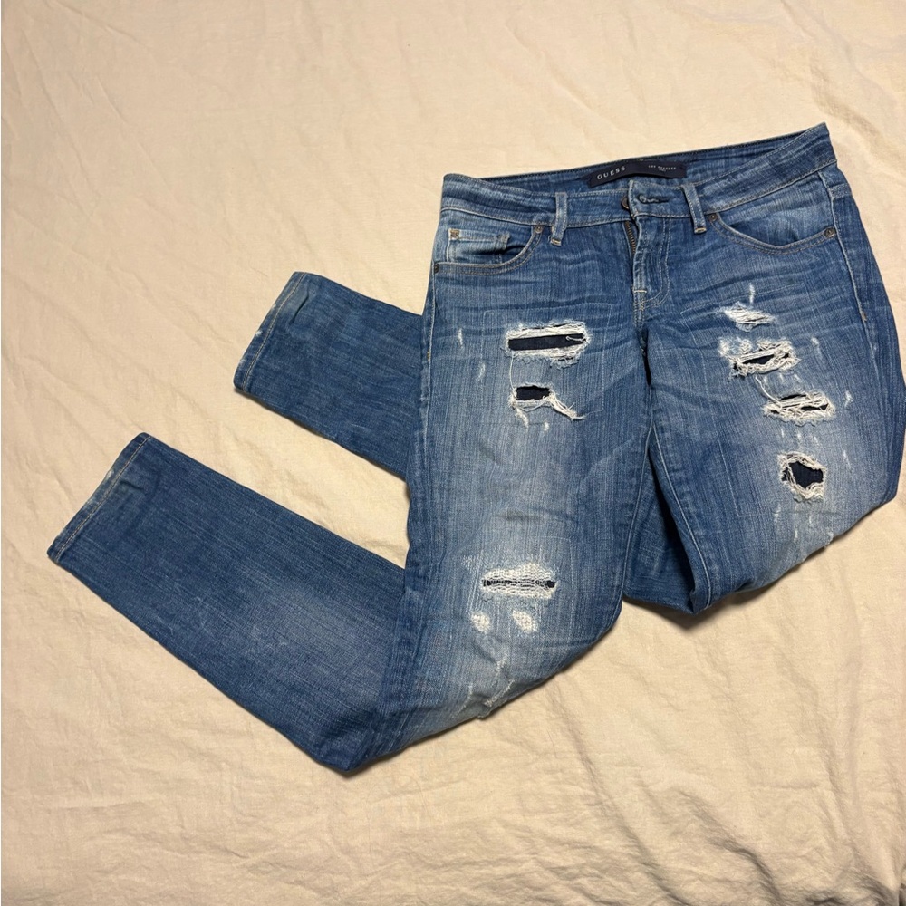 Guess Distressed Blue Denim Jeans